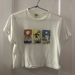 The Fool Moon & Star Tarot Card Graphic Crop Tee - White Dirtee Laundry x-Small